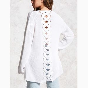 NWT Forever 21 Criss-Cross Lace Up Detail Cardigan
